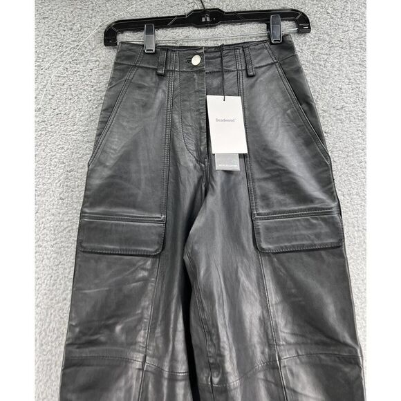 Deadwood Net Sustain Palma Leather Tapered Black Pants Size 0 New - Picture 5 of 12